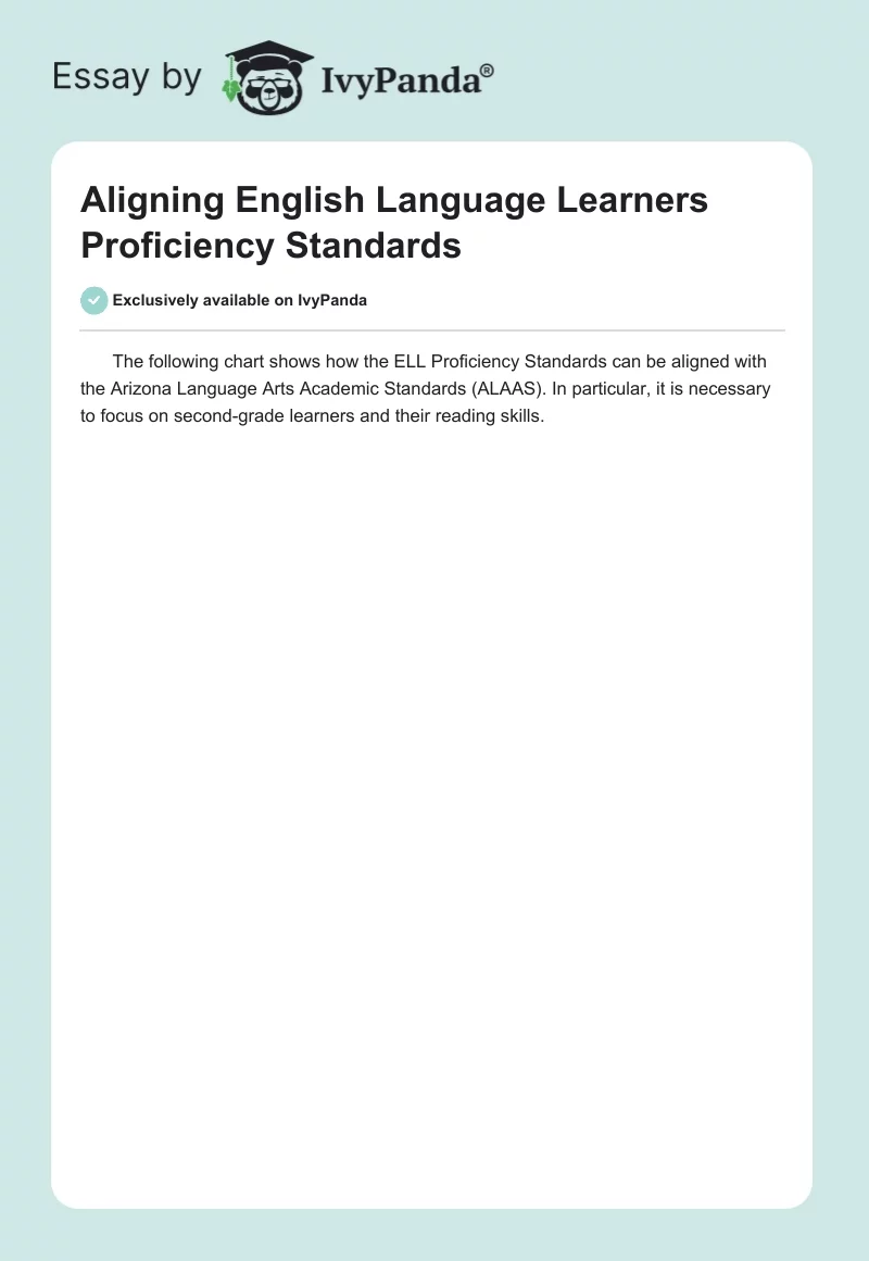 Aligning English Language Learners Proficiency Standards. Page 1