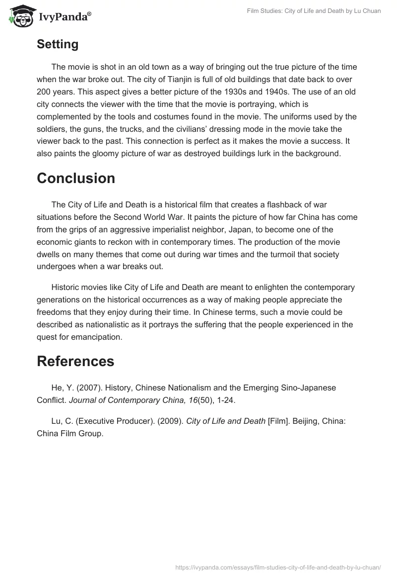 Film Studies: "City of Life and Death" by Lu Chuan. Page 4