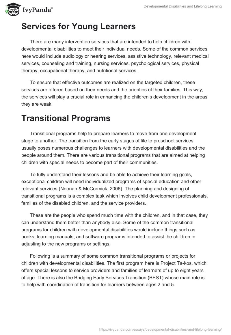 Developmental Disabilities and Lifelong Learning. Page 3