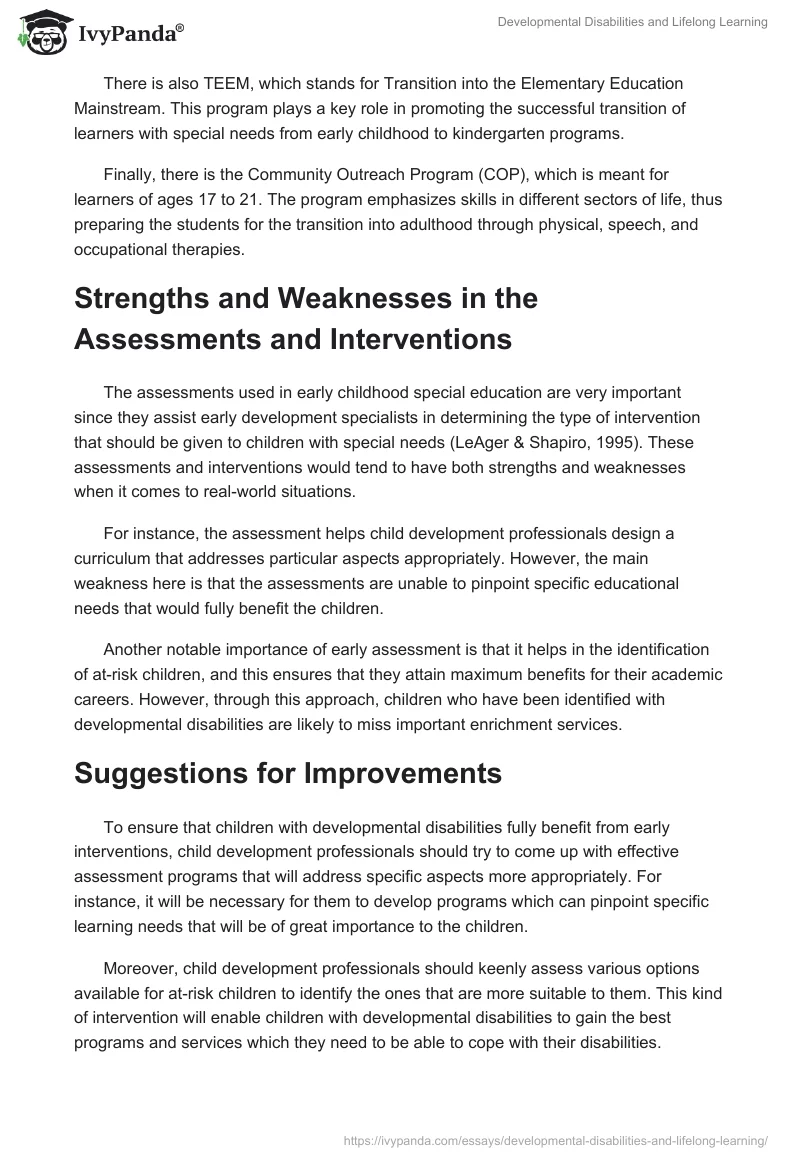 Developmental Disabilities and Lifelong Learning. Page 4