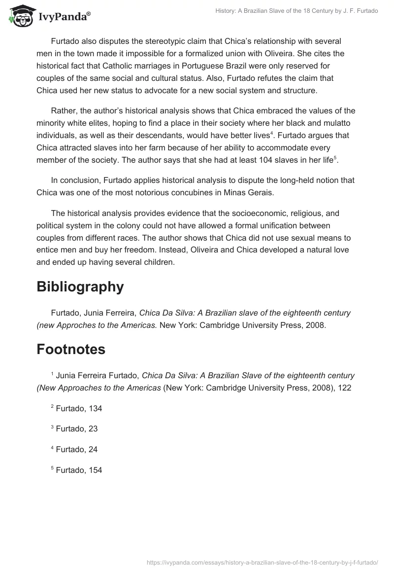 History: "A Brazilian Slave of the 18 Century" by J. F. Furtado. Page 3