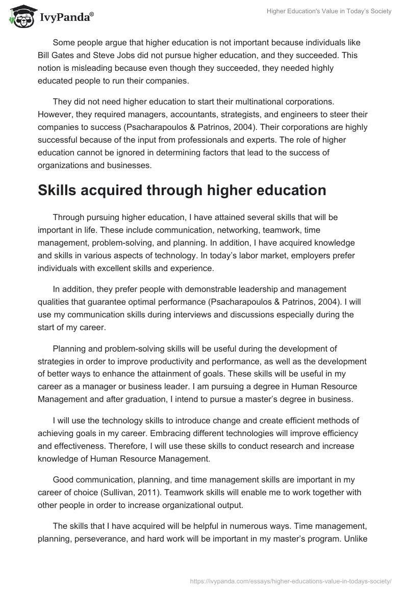 Higher Education's Value in Today’s Society. Page 3