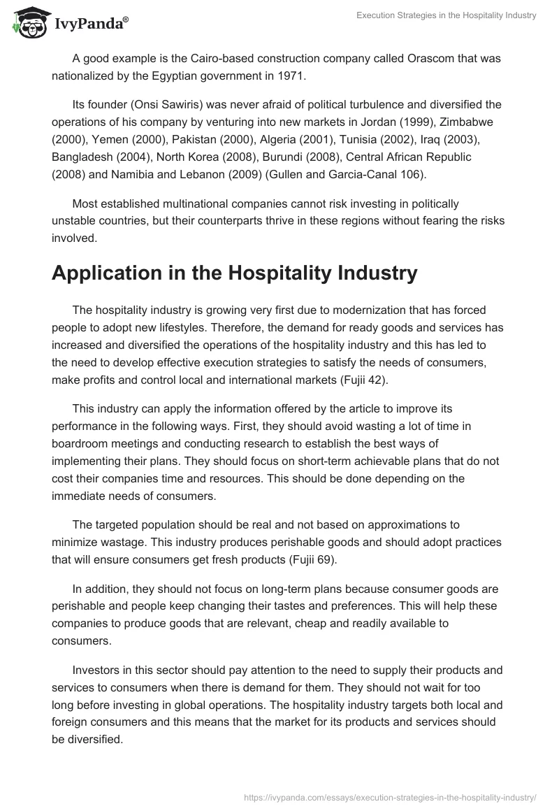 Execution Strategies in the Hospitality Industry. Page 3