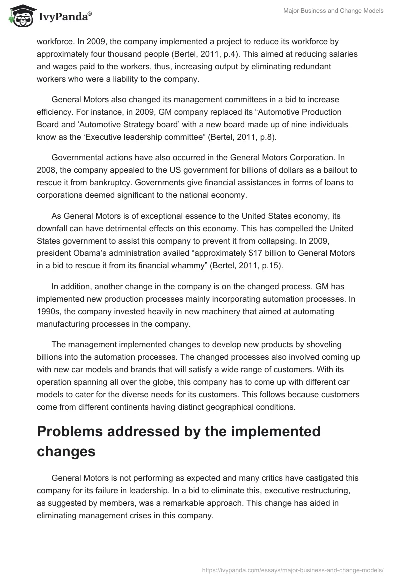 Major Business and Change Models. Page 3