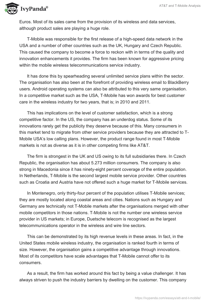 AT&T and T-Mobile Analysis. Page 2