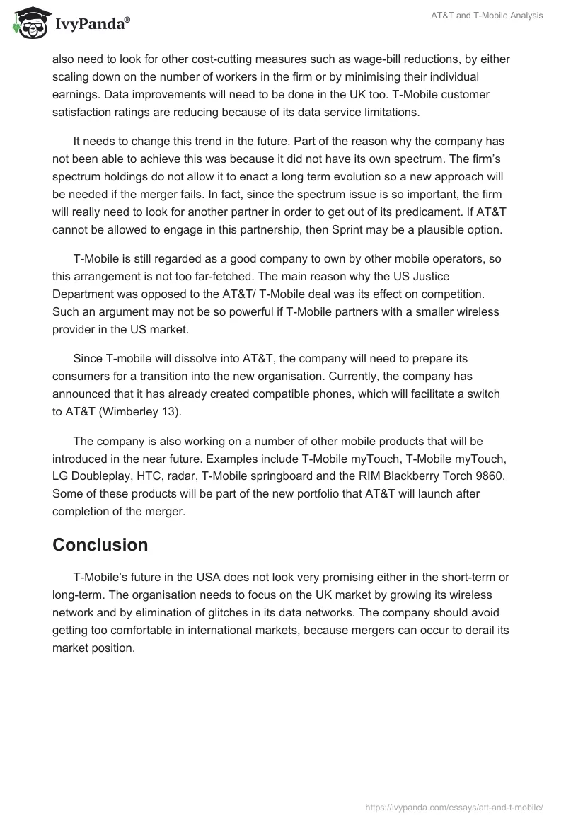AT&T and T-Mobile Analysis. Page 5