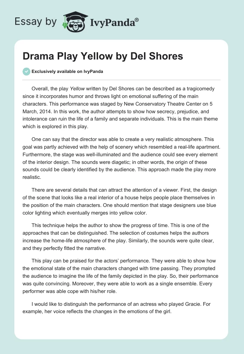 Drama Play "Yellow" by Del Shores. Page 1