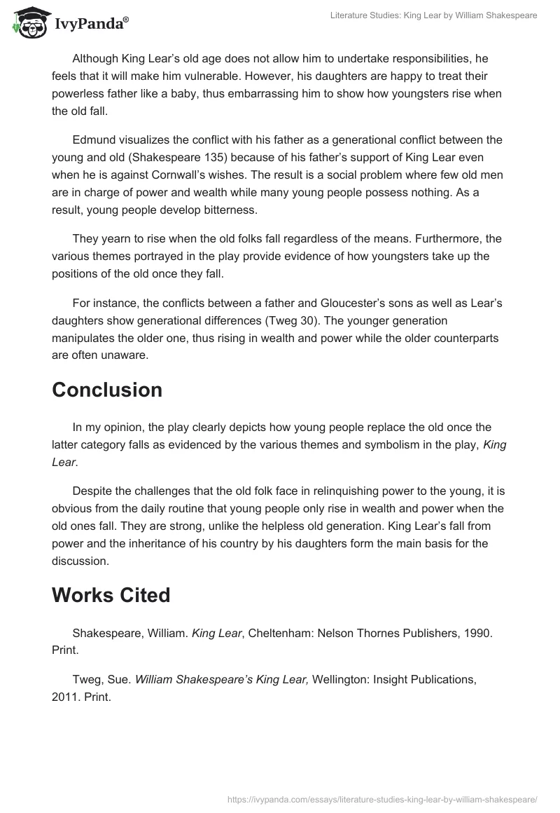 Literature Studies: King Lear by William Shakespeare. Page 2