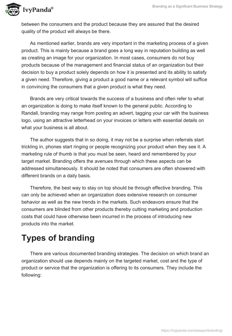 Branding as a Significant Business Strategy. Page 2