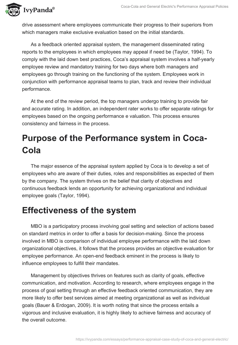 Coca-Cola and General Electric's Performance Appraisal Policies. Page 3