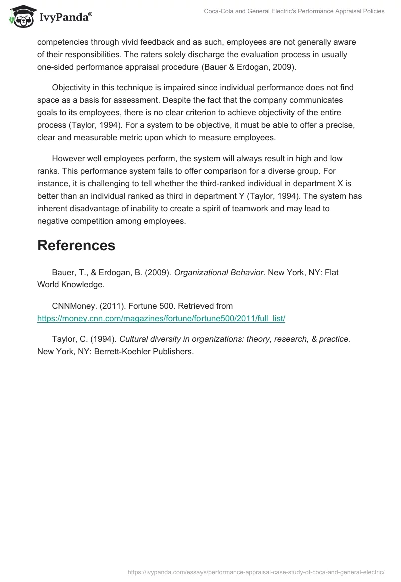 Coca-Cola and General Electric's Performance Appraisal Policies. Page 5