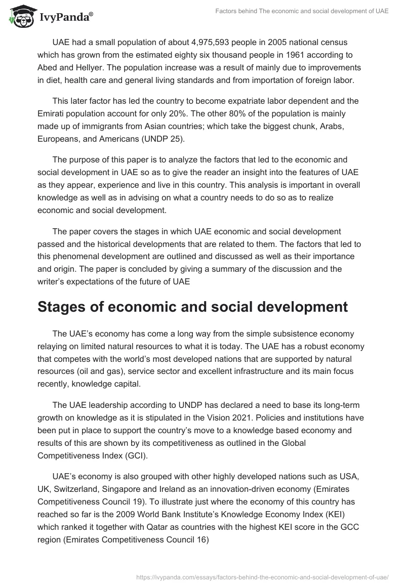 Factors behind The economic and social development of UAE. Page 2