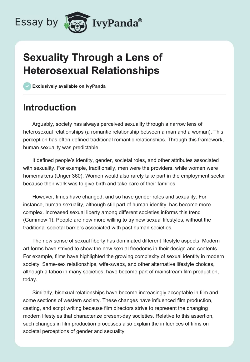 Sexuality Through a Lens of Heterosexual Relationships. Page 1