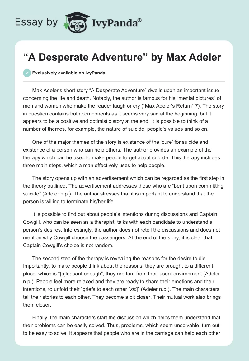 “A Desperate Adventure” by Max Adeler. Page 1