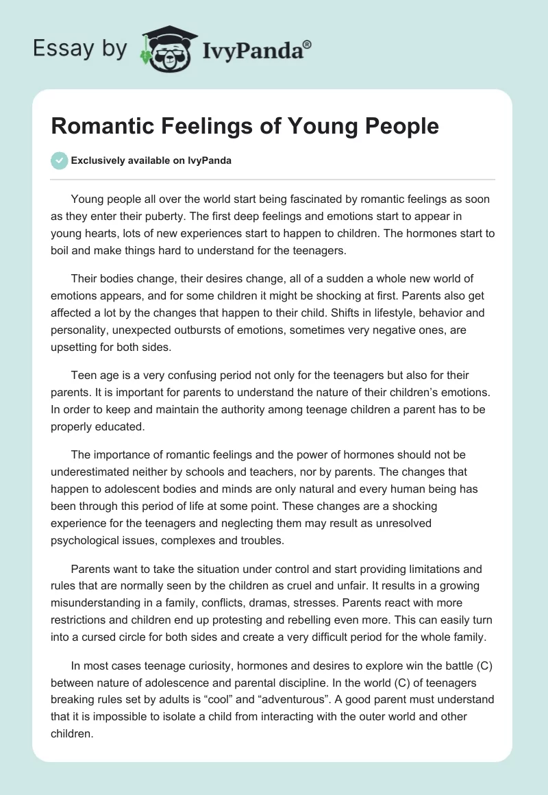 Romantic Feelings of Young People. Page 1