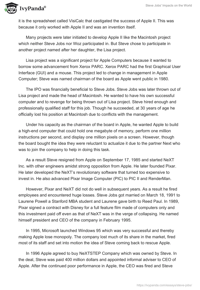 Steve Jobs' Impacts on the World. Page 4