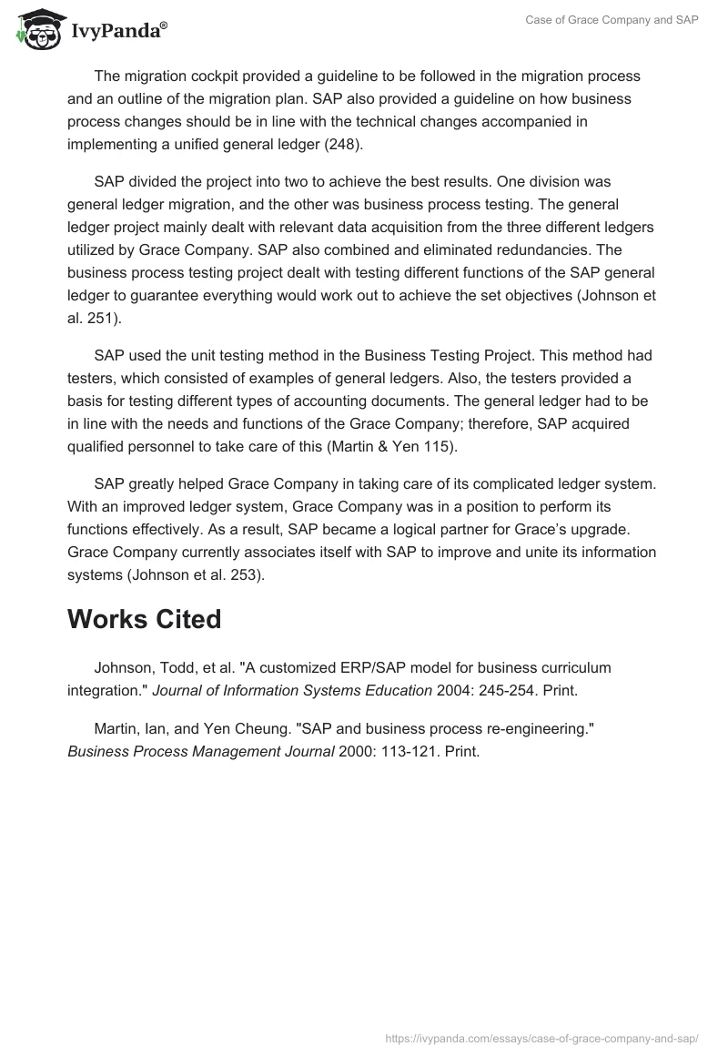 Case of Grace Company and SAP. Page 2