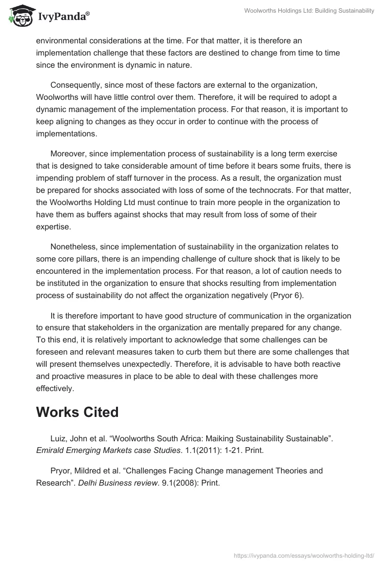 Woolworths Holdings Ltd: Building Sustainability. Page 4