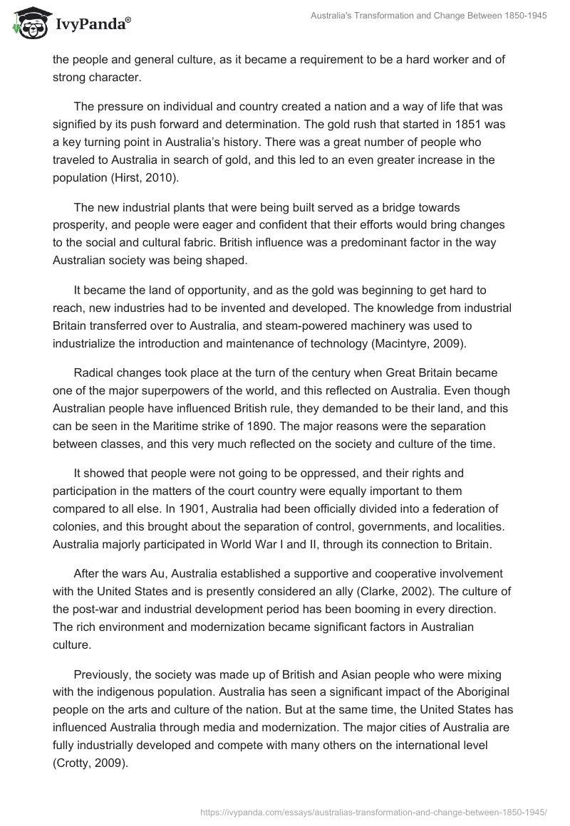 Australia's Transformation and Change Between 1850-1945. Page 2