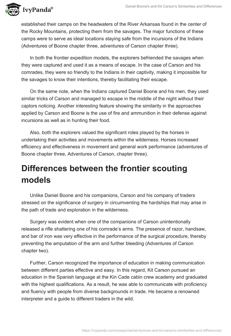 Daniel Boone's and Kit Carson's Similarities and Differences. Page 2