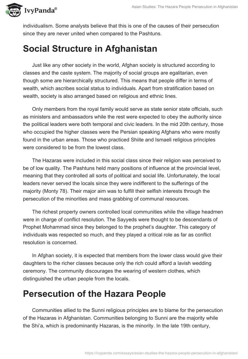 Asian Studies: The Hazara People Persecution in Afghanistan. Page 5
