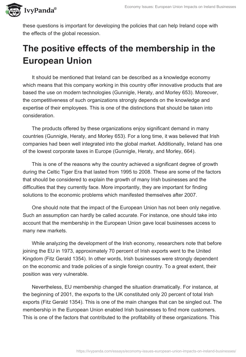 The Impact of EU Membership on Irish Businesses: Challenges and Opportunities. Page 2