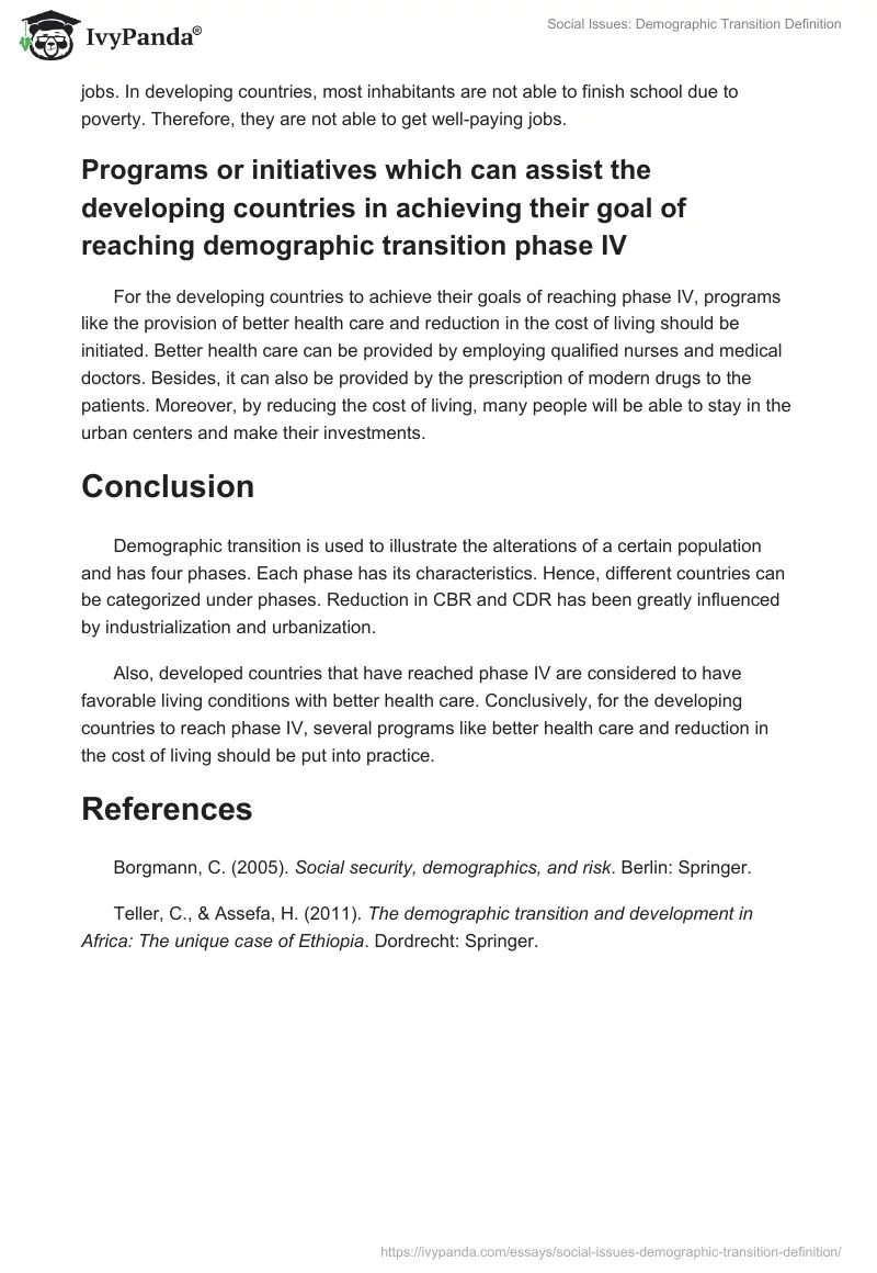 Social Issues: Demographic Transition Definition. Page 3
