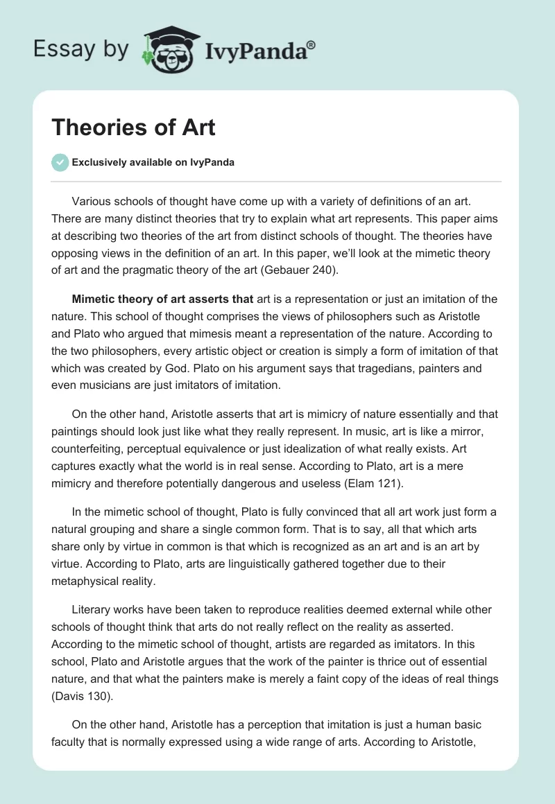 Theories of Art. Page 1