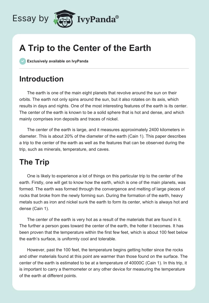 A Trip to the Center of the Earth. Page 1
