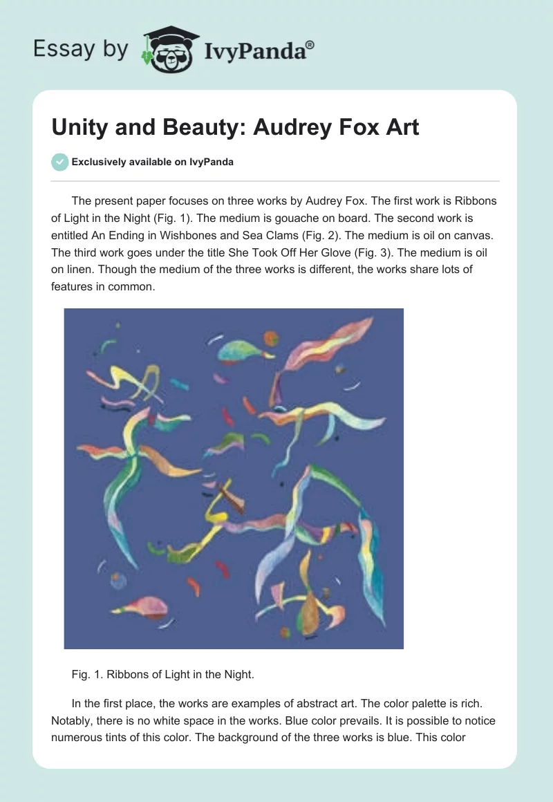 Unity and Beauty: Audrey Fox Art. Page 1