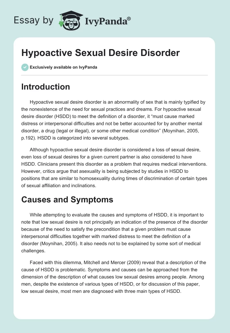 Hypoactive Sexual Desire Disorder. Page 1