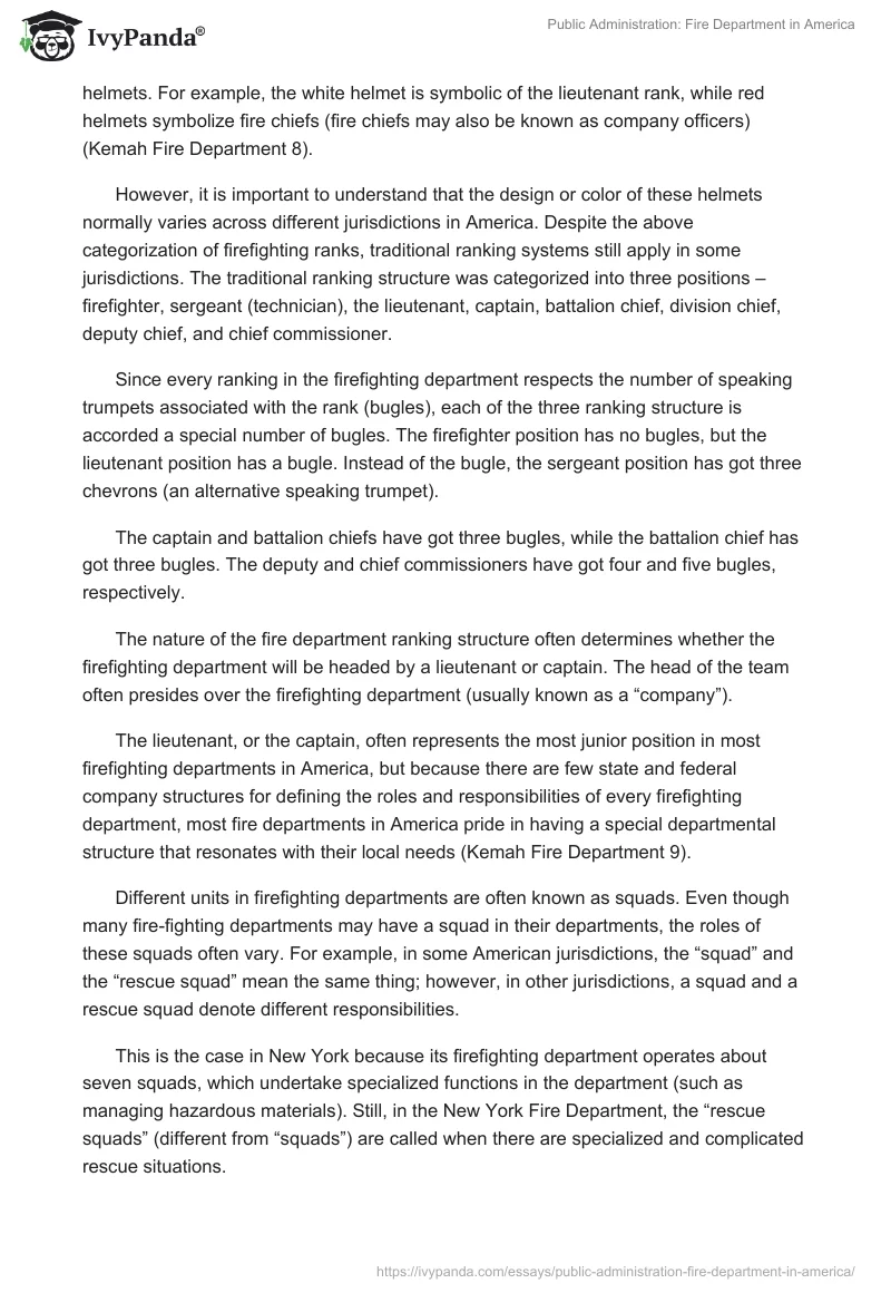 Public Administration: Fire Department in America. Page 3