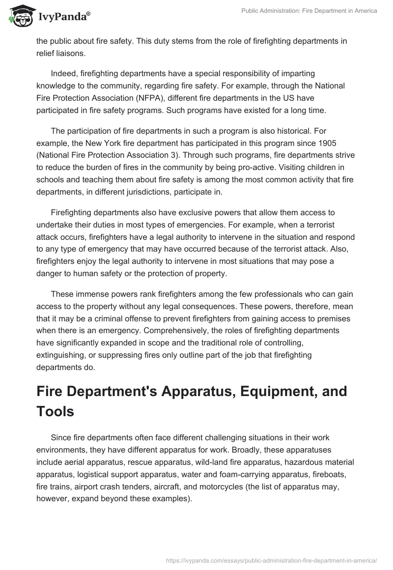 Public Administration: Fire Department in America. Page 5