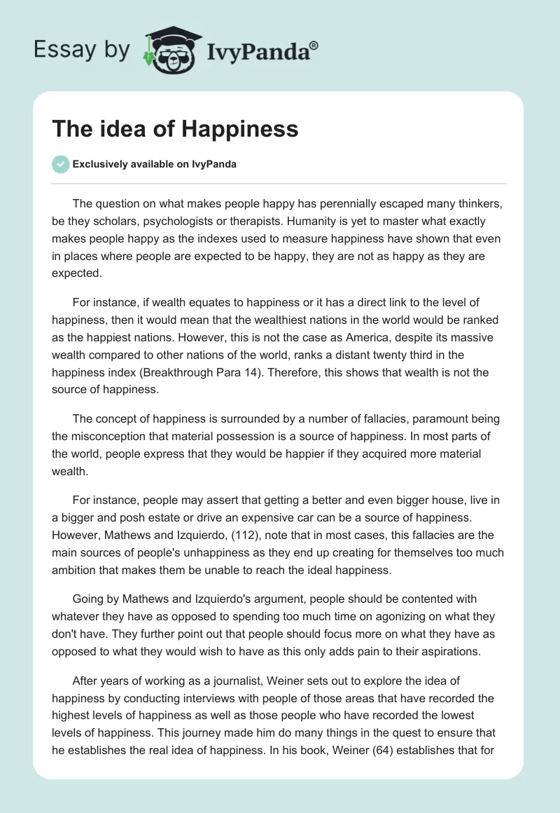 The idea of Happiness. Page 1