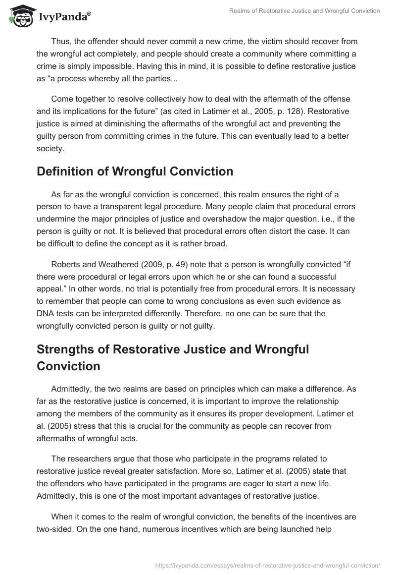 Realms of Restorative Justice and Wrongful Conviction. Page 2