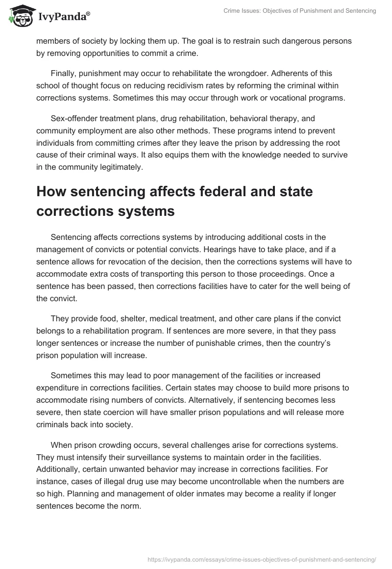 Crime Issues: Objectives of Punishment and Sentencing. Page 2