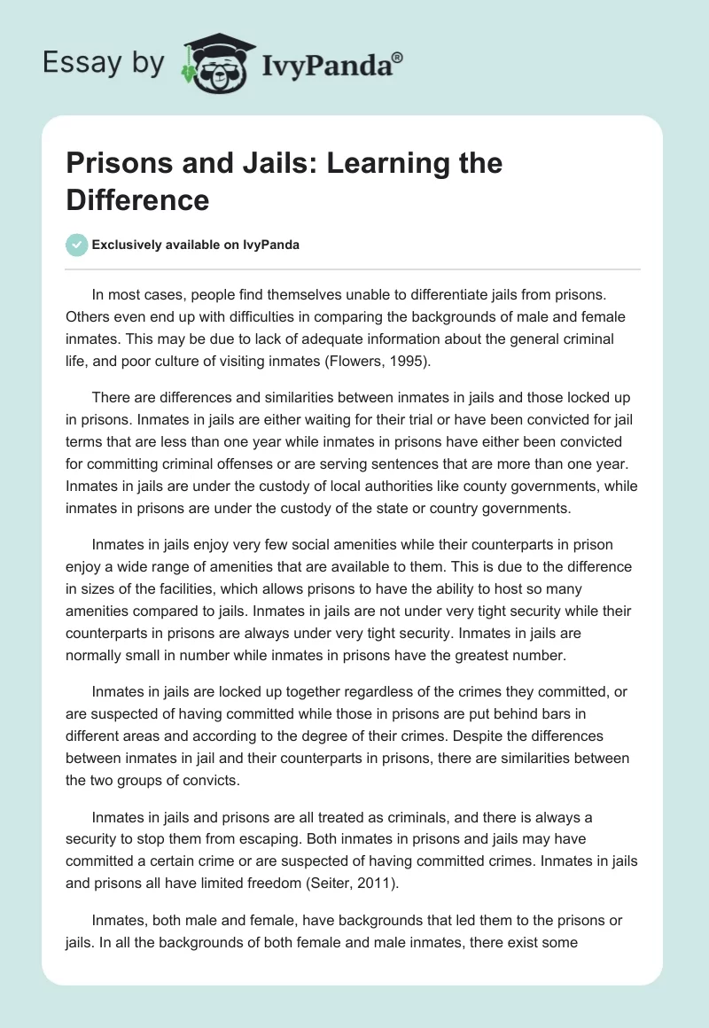 Prisons and Jails: Learning the Difference. Page 1