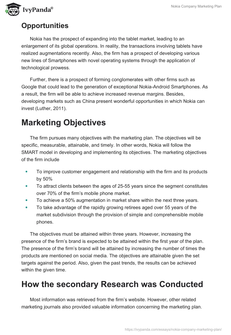 Nokia Company Marketing Plan. Page 3