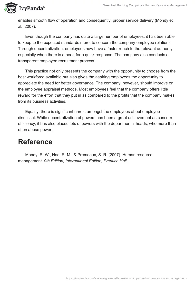 Greenbelt Banking Company's Human Resource Management. Page 2