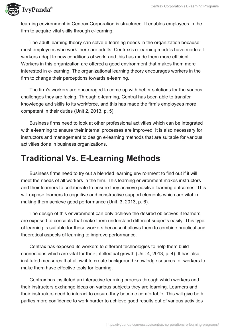 Centrax Corporation's E-Learning Programs. Page 2