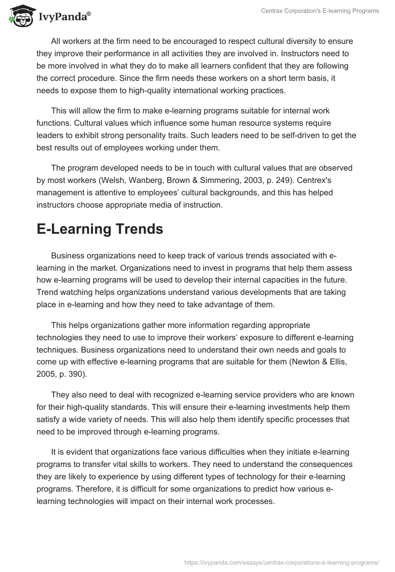 Centrax Corporation's E-Learning Programs. Page 4