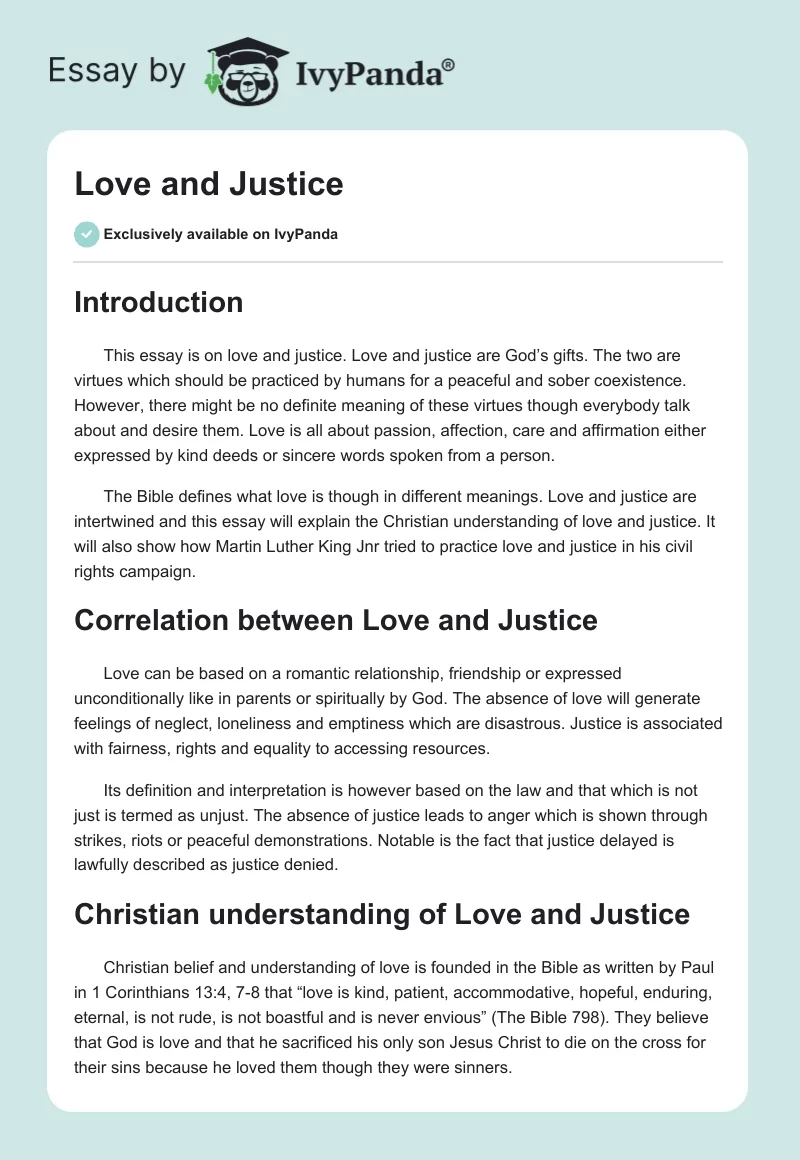love and justice essay