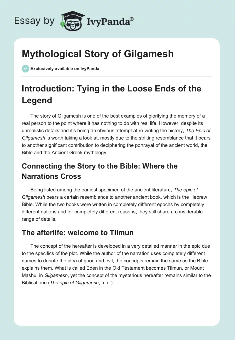 Mythological Story of Gilgamesh. Page 1
