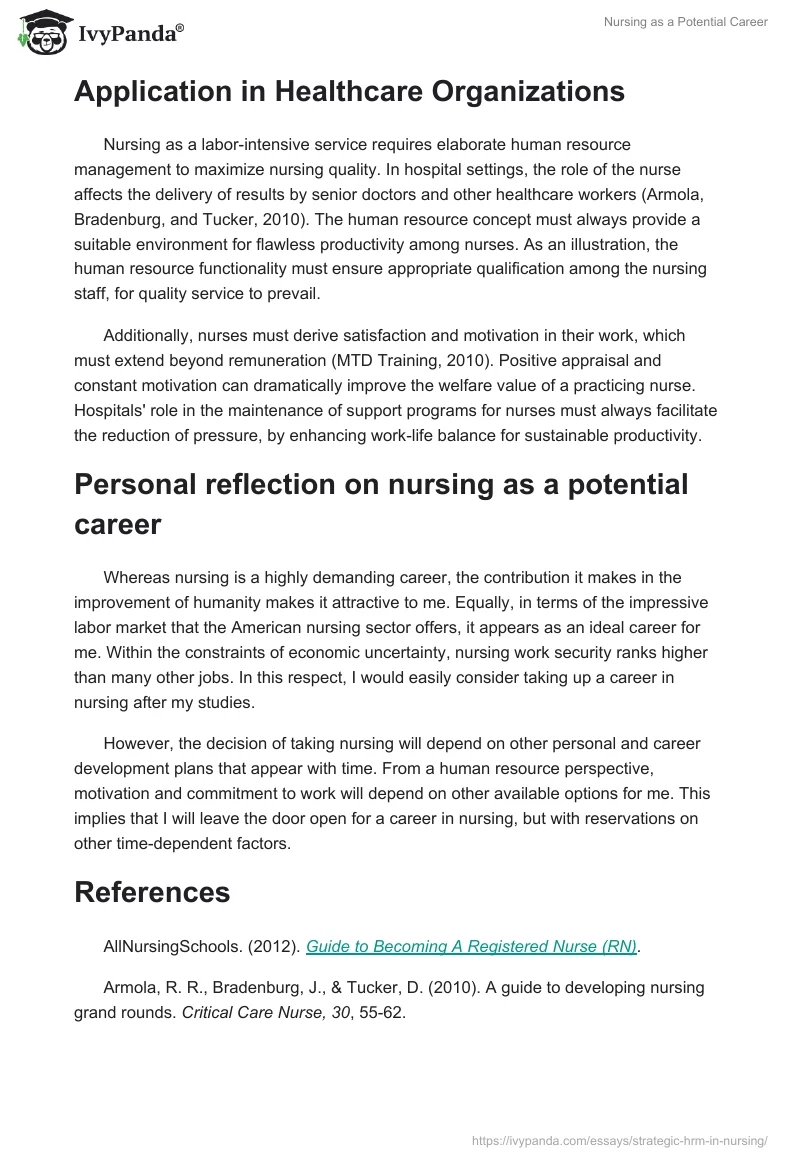 Nursing as a Potential Career. Page 3