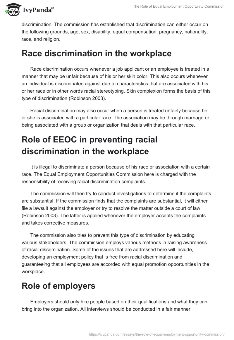 The Role of Equal Employment Opportunity Commission. Page 2