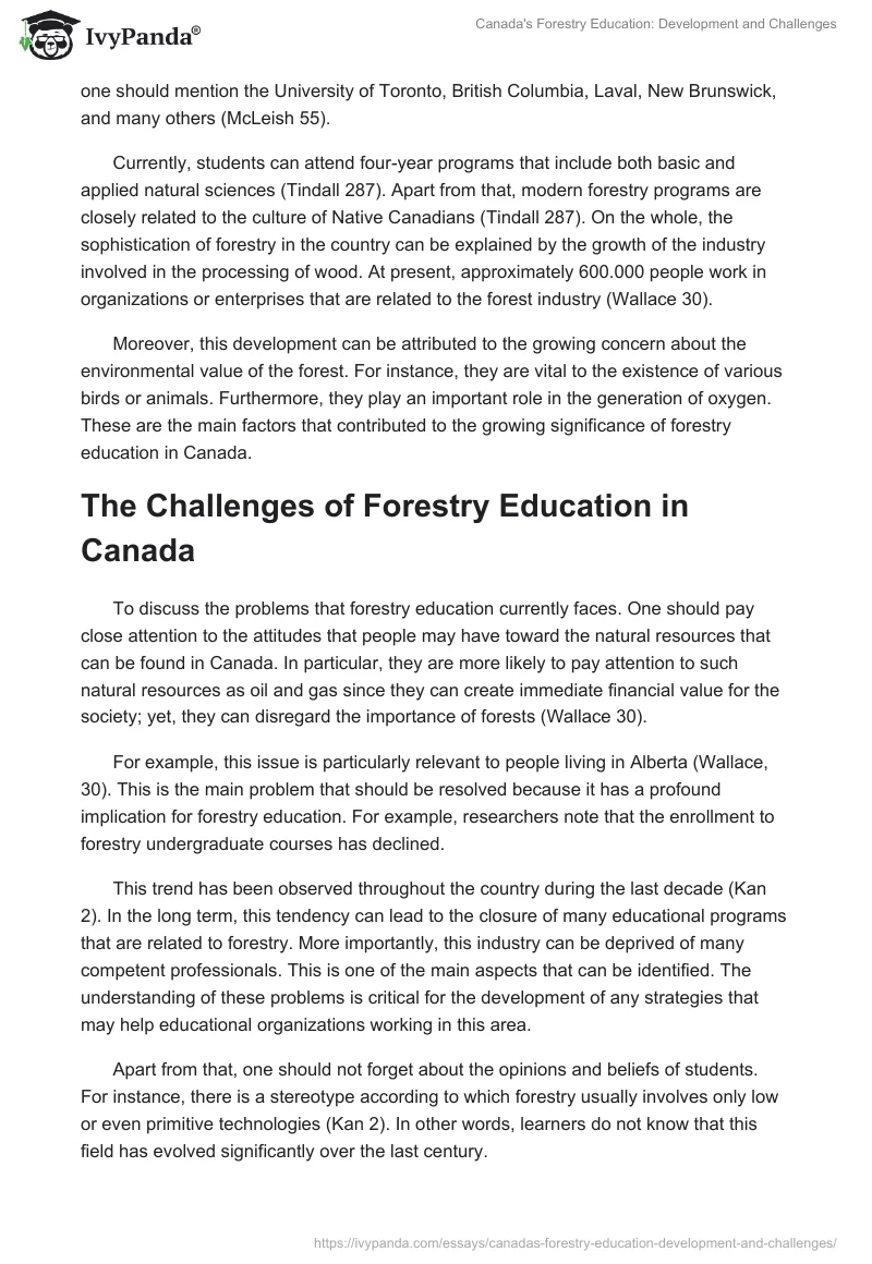 Canada's Forestry Education: Development and Challenges. Page 2