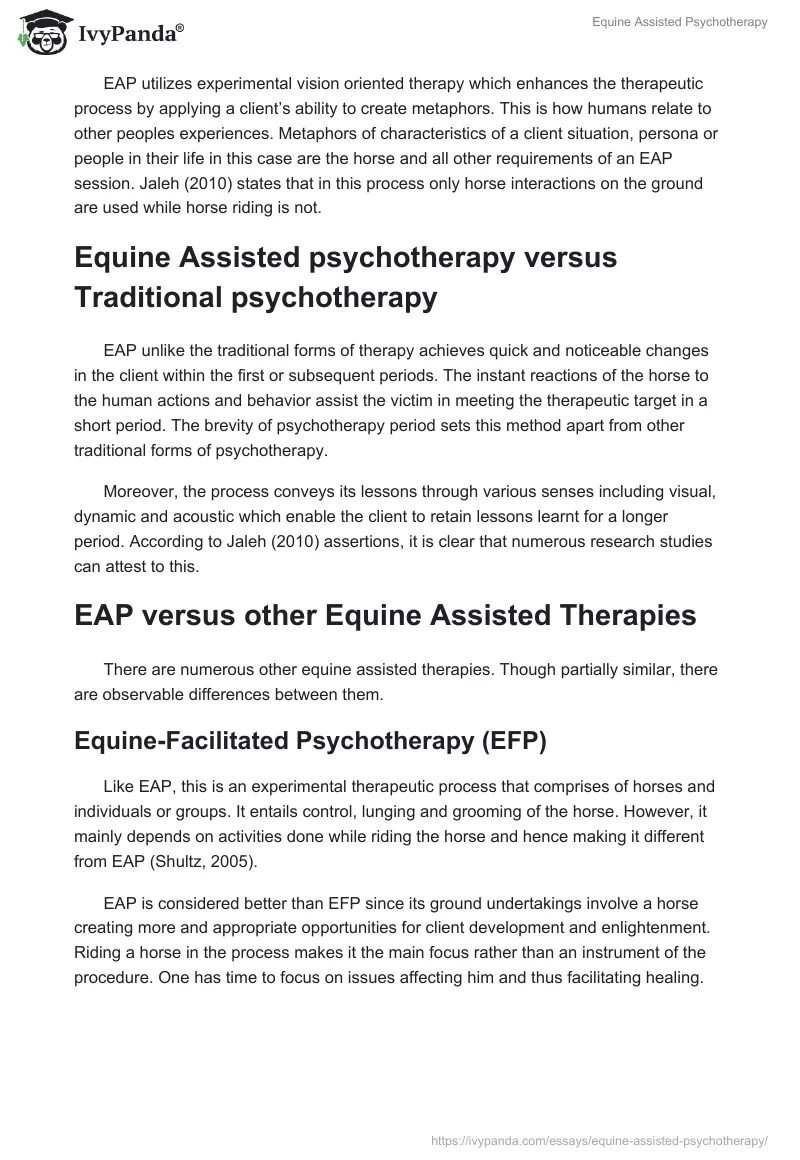 Equine Assisted Psychotherapy. Page 2