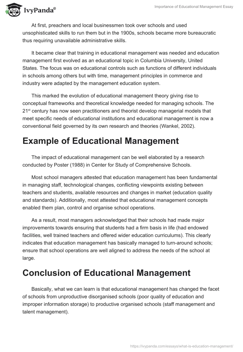 Importance of Educational Management Essay. Page 3
