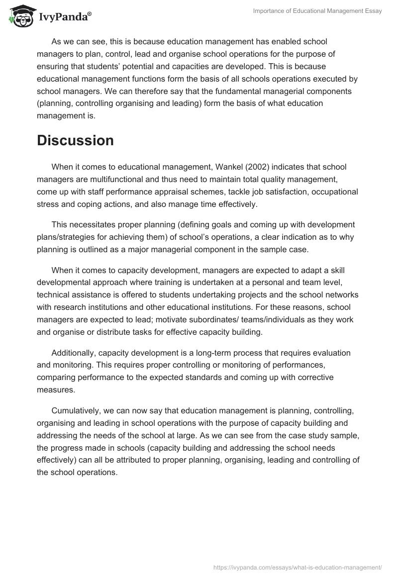 Importance of Educational Management Essay. Page 4