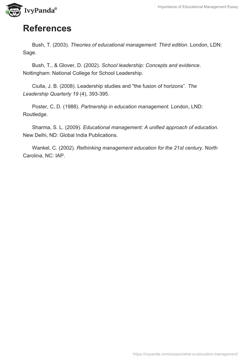 Importance of Educational Management Essay. Page 5